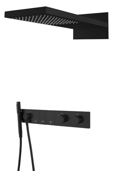 Встроенная душевая система ZODIAC с термостатом, трехпозиционная Black