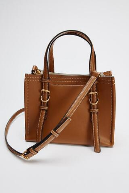 ZARA МИНИ СУМКА-ТОУТ, РЫЖЕВАТО-КОРИЧНЕВЫЙ