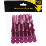 Зажимы парикмахерские 6шт «KLEVER», цвет фиолетовый, 11,2*1,5см