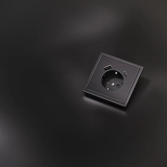 Накладка для розетки с заземлением и защитными шторками, с USB A+C, S70 Metal (антрацит) vlsm001012