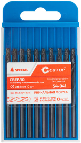 Сверло по металлу Cutop Special, HSS-G, 3 х 61/29 мм (1 шт)
