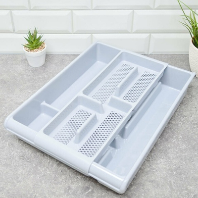 Лоток для столовых приборов с решеткой 405*305*70мм, цвет дымчатый, №6