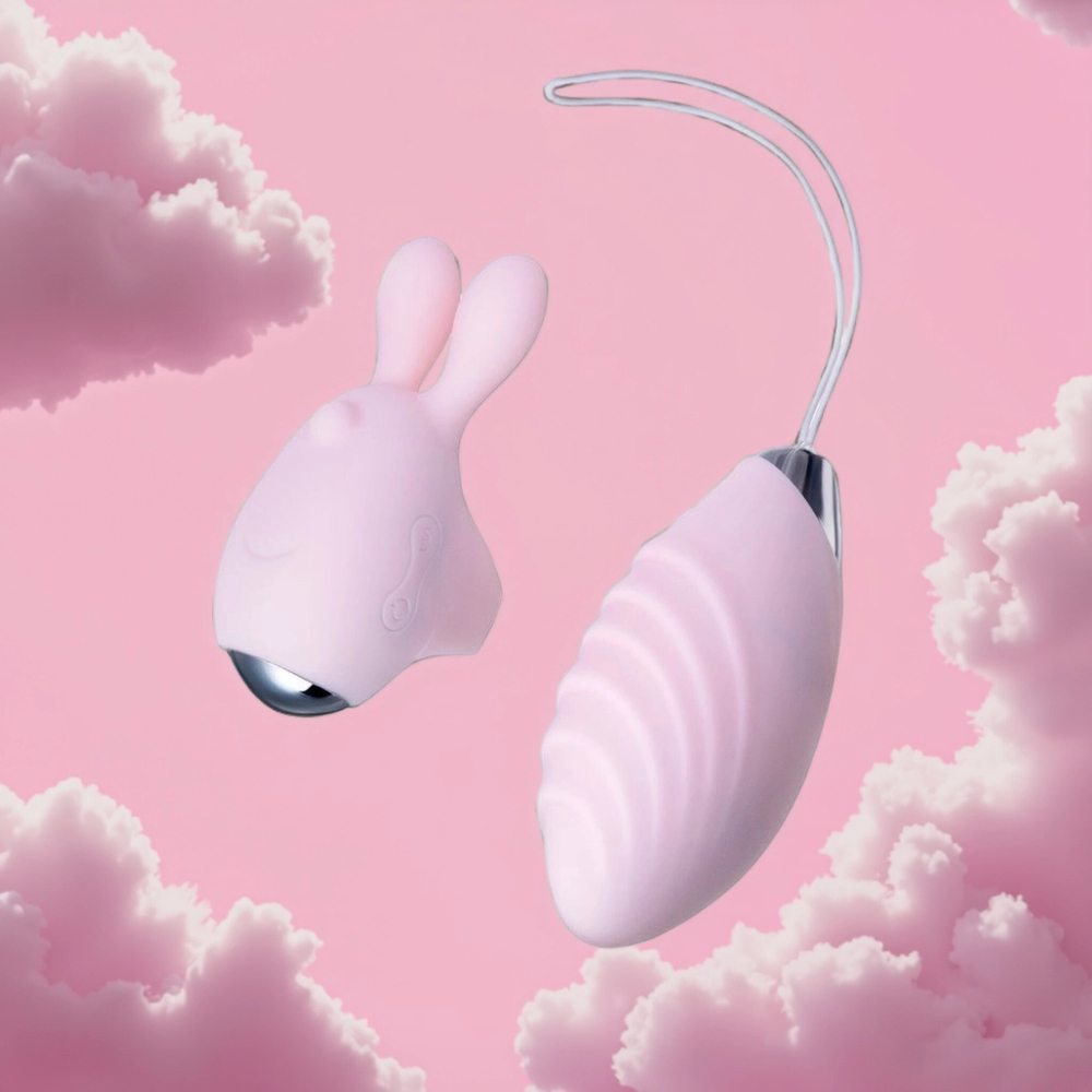 Нежно-розовый набор VITA: вибропуля и вибронасадка на палец