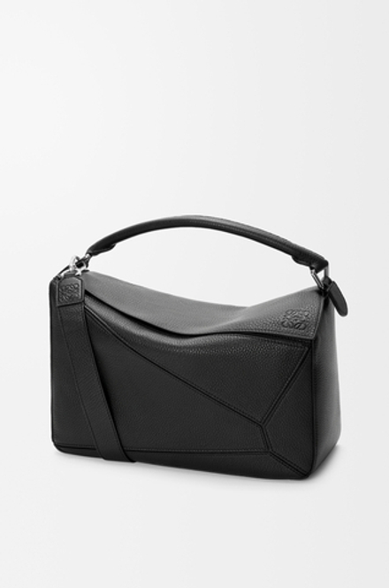 Loewe Большая сумка Puzzle мягкой зернистой телячьей кожи, черный