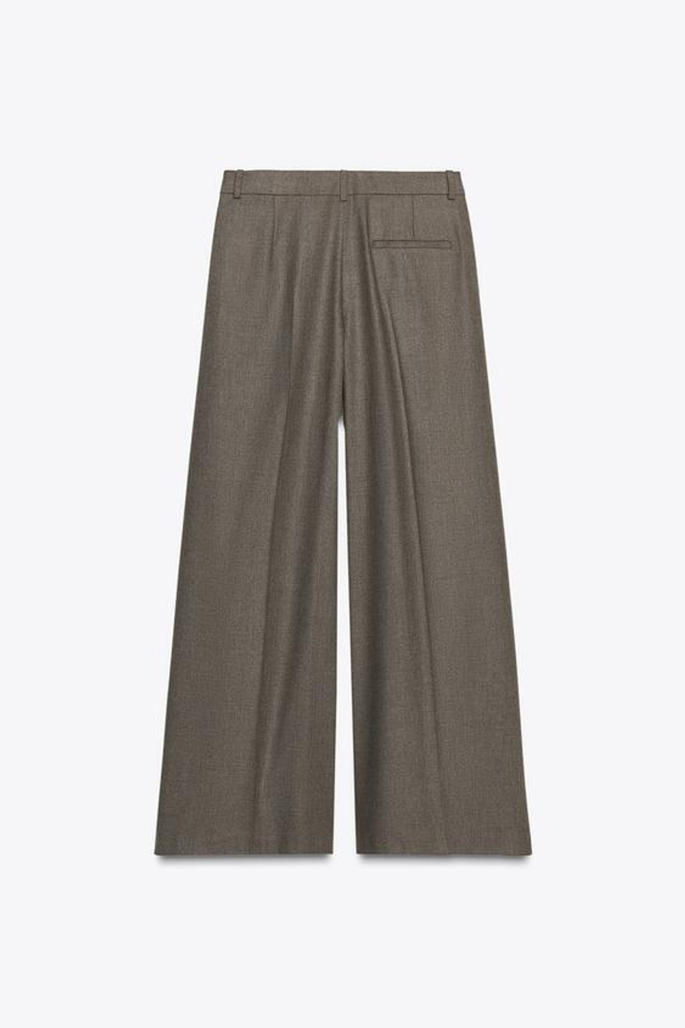 ZARA БРЮКИ WIDE LEG С ЗАЩИПАМИ — ZW COLLECTION, КОРИЧНЕВЫЙ МЕЛАНЖ