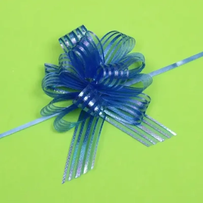 Бант для оформления подарка «Сияние» 3 см, d=10 см, Синий