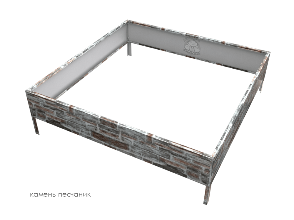 Клумба квадратная оцинкованная 1 ярус Камень песчаник