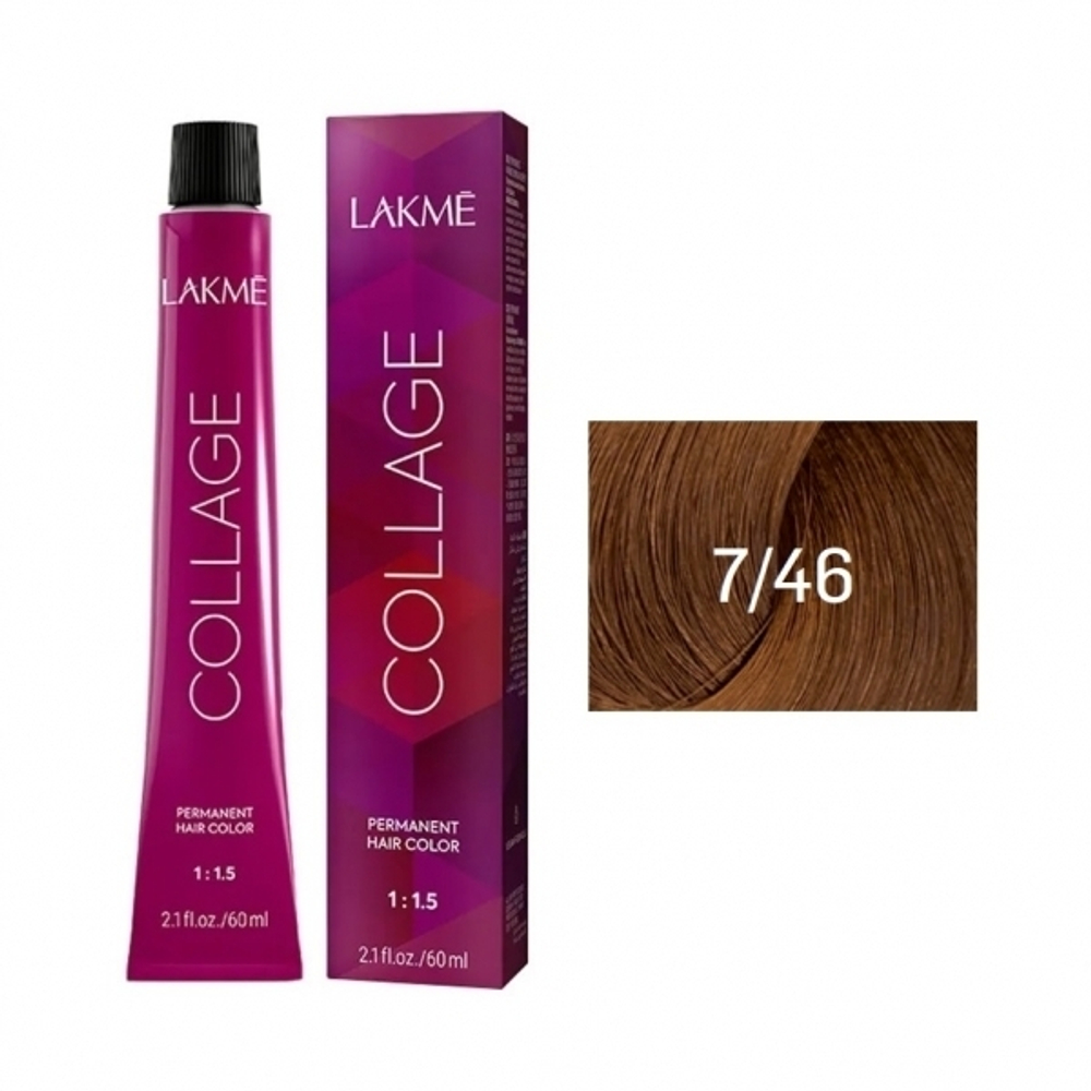Lakme Collage Крем-краска для волос, 7/46 Средний блондин медно-коричневый, 60 мл