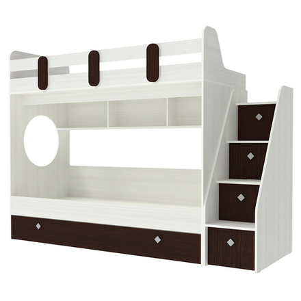 Кровать двухъярусная КарИВи Фортуна-3 Белое Дерево Венге