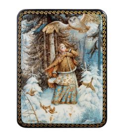 ШК-19/16-B Шкатулка в технике декупаж «Снегурочка» (10х8х3,5)