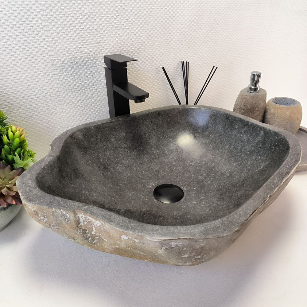 Каменная раковина из речного камня RS-63872 (54*45*15) 0123