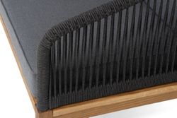 "Канны" диван 2-местный плетеный из роупа, основание дуб, роуп темно-серый круглый, ткань темно-серая 027