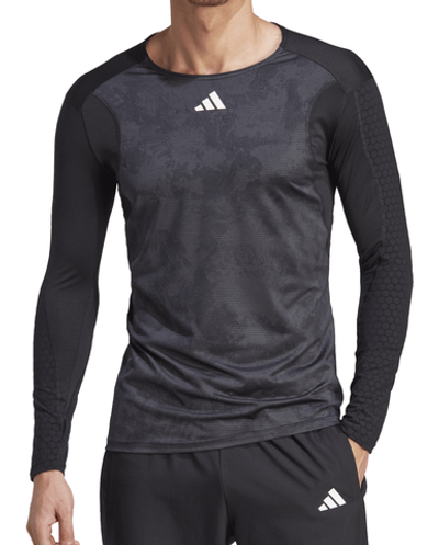 Мужская теннисная футболка теннисная Adidas Paris Tennis Long Sleeve Tee - carbon/black