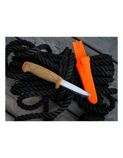 Нож Morakniv Floating Serrated Knife, нержавеющая сталь, пробковая ручка, оранжевый. 13131
