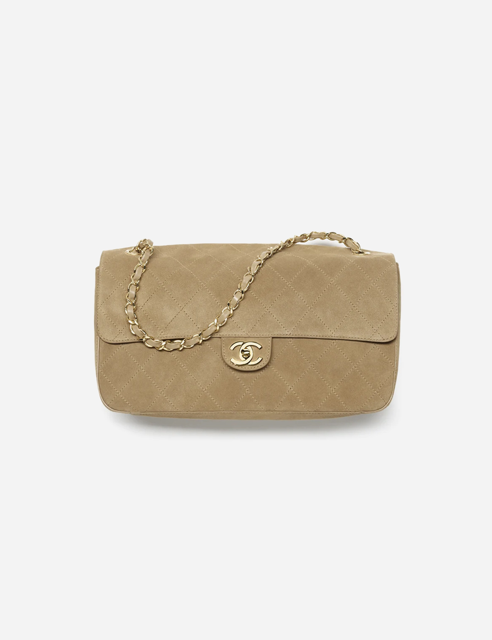 Сумка Chanel Maxi Flapbag Suede Calfskin & Gold Metal "Dark Beige"