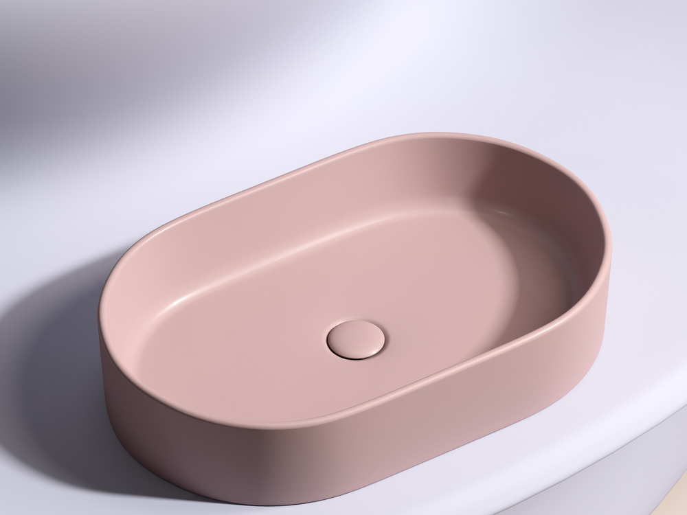 Умывальник чаша накладная овальная (цвет Розовый Матовый) Element 608x385x122мм