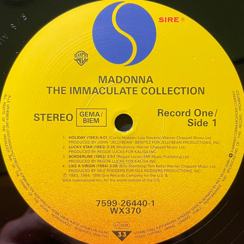 Madonna - The Immaculate Collection 2LP (Германия 1990г.)