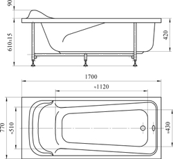 Акриловая ванна Radomir Vanessa (Радомир Ванесса) Роза 169х77, с каркасом