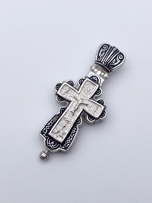 Крест-мощевик из серебра/Чернение/С подвижным ухом
