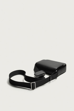 ZARA СУМКА С КЛАПАНОМ И ТЕКСТУРНОЙ ОТДЕЛКОЙ, ЧЕРНЫЙ
