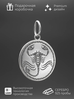 Фото серебряное украшение на шею знак зодиака скорпион, с описанием.