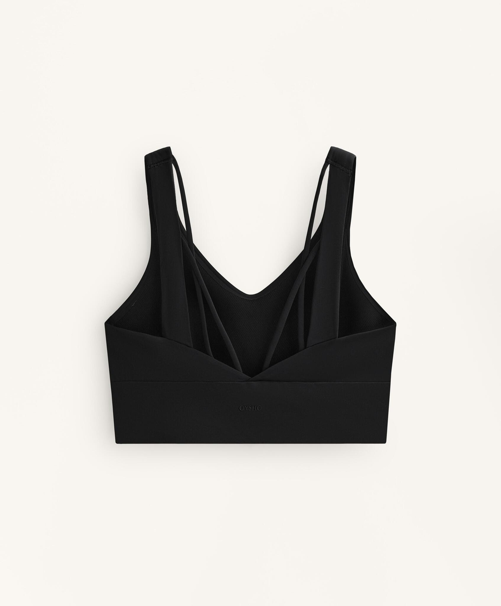 Oysho Спортивный бюстгальтер Light Touch со средней поддержкой, черный