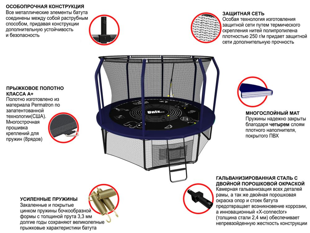 Батут UNIX line SUPREME GAME 8 ft (blue)