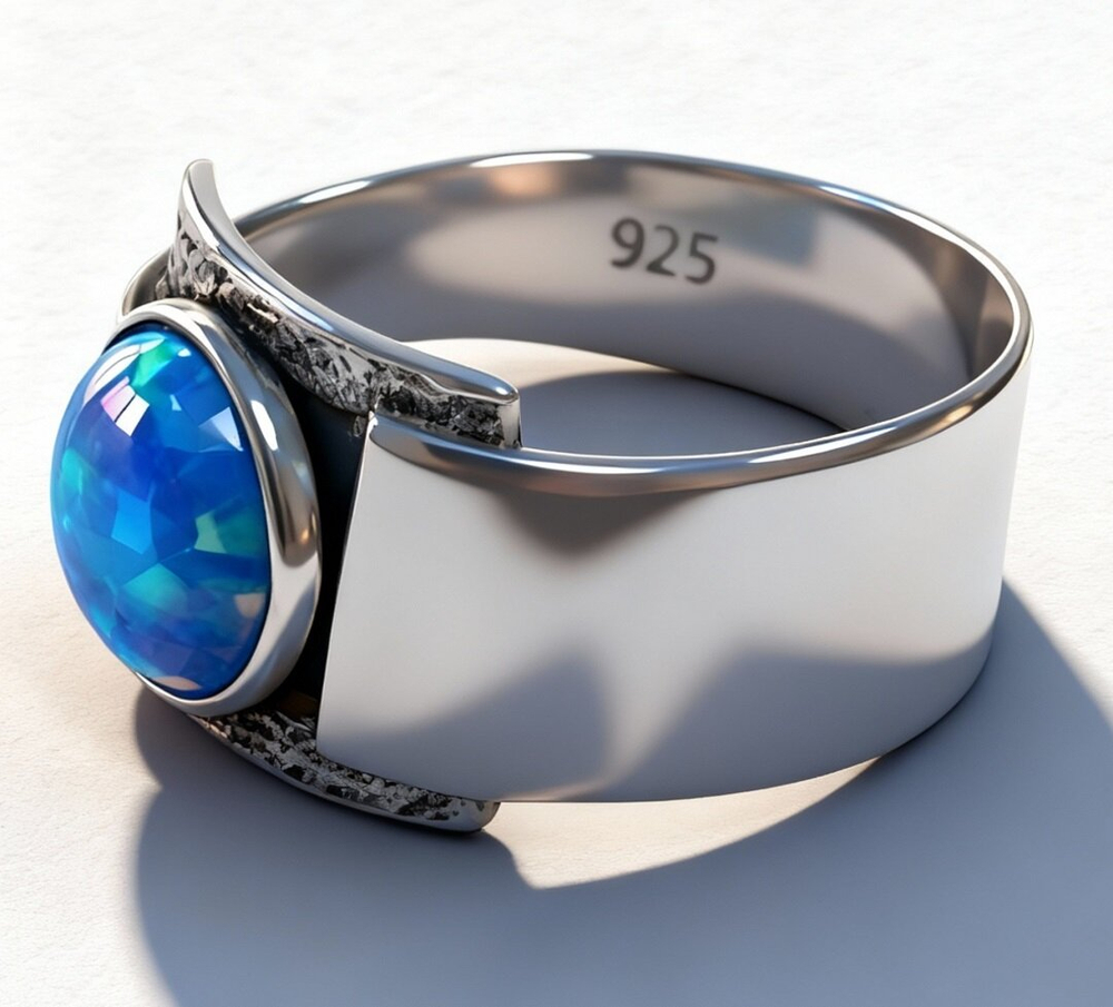 Ювелирное кольцо из серебра 925 пробы,вставка опал.Размер18