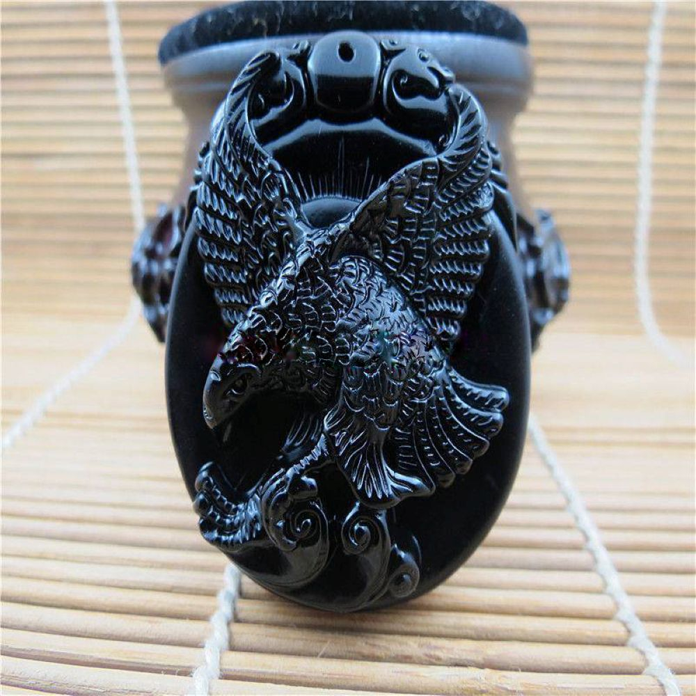 Подвеска Парящий орел Символ Власти Натуральный Обсидиан О-25