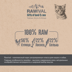 Сухой корм RAWIVAL для котят с курицей и рыбой - 0,4 кг