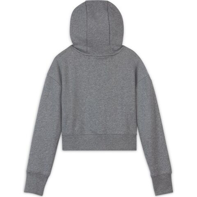 Кофта для девочки теннисная  Nike Sportswear FT Crop Hoodie G - carbon heather/white