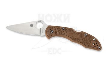 Складной нож Spyderco Delica Flat Ground Brown C11FPBN c клинком из стали VG-10, рукоять FRN
