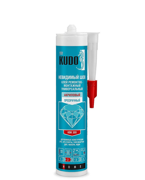 Клей монтажный "KUDO" универсал акрил.прозрачный 280мл."Невидимый шов" КВК-300