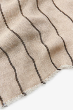 ZARA ПОЛОСАТЫЙ ПЛАТОК ИЗ 100% ЛЬНА, ПЕСОЧНЫЙ