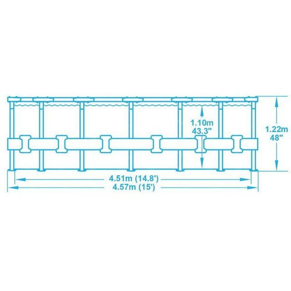 Бассейн Bestway №56438 размер 457 x 122 см, 16015 л.,фильтр-насос 3028л/ч, тент, лестница