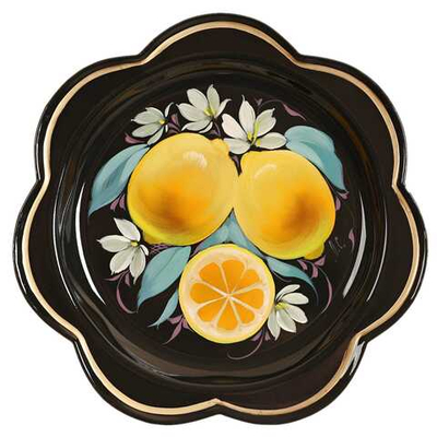 Жостовский поднос декоративный, размер 18 см (A1), металлический