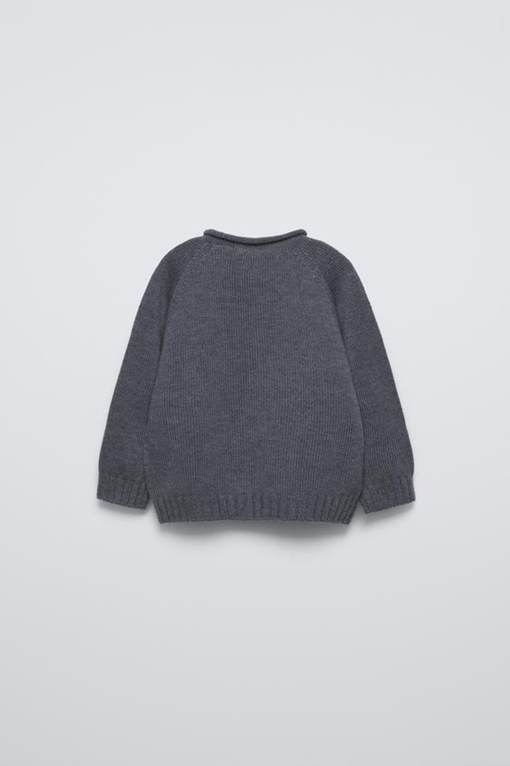 ZARA СВИТЕР ИЗ 100% МЕРИНОСОВОЙ ШЕРСТИ, ТЕМНО-СЕРЫЙ