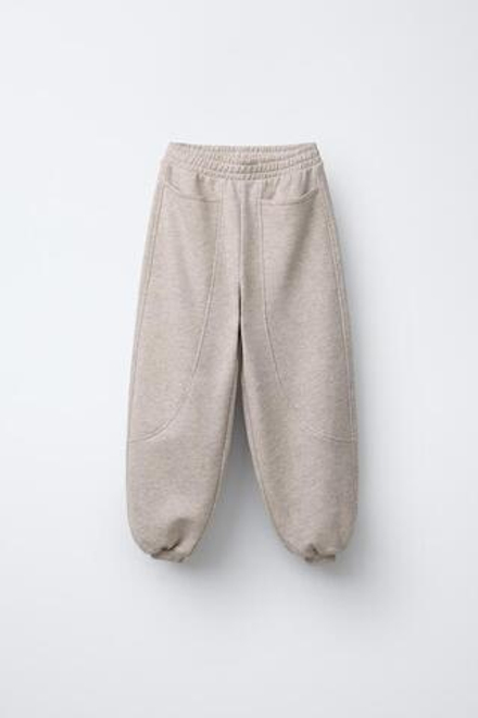 ZARA БРЮКИ BALLOON ИЗ МЯГКОЙ ТКАНИ, ПЕСОЧНЫЙ С МЕЛАНЖЕВЫМ ЭФФЕКТОМ