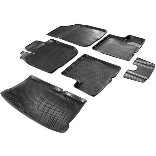 Коврики в салон и багажник автомобиля (комплект) Rival для Renault Sandero II поколение 2014-2018 2018-н.в./Sandero Stepway II поколение 2014-2018 2018-н.в., полиуретан, с крепежом, 6 частей, K14703003-2