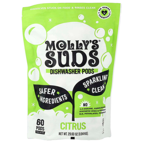 Molly's Suds, капсулы для посудомоечной машины, с цитрусовым вкусом, 60 капсул, 0,84 кг (29,63 унции)