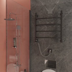 Полотенцесушитель электрический EWRIKA Сафо T 65x55 см, подключение слева, матовый черный, лесенка