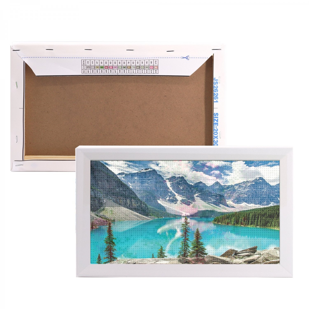 Алмазная мозаика Alingar, на подрамнике, с полным заполнением, (глянц), 20х30 см, 20 цветов, "Озеро в горах"