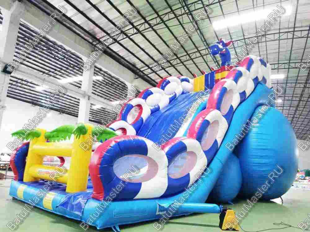 Коммерческий надувной батут-горка "Дракон" 15*7*11 м