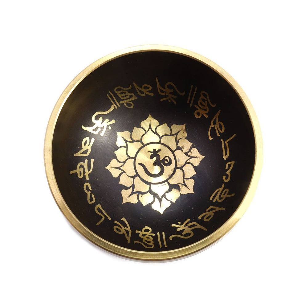 Поющая чаша с золотыми символами лотос 5 металлов