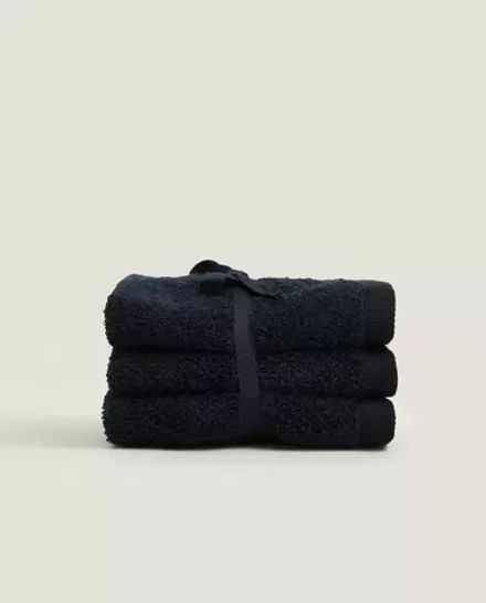 ZARA HOME (НАБОР ИЗ 3 ШТ.) ПОЛОТЕНЦЕ ИЗ ВЫСОКОКАЧЕСТВЕННОГО ХЛОПКА, СИНИЙ