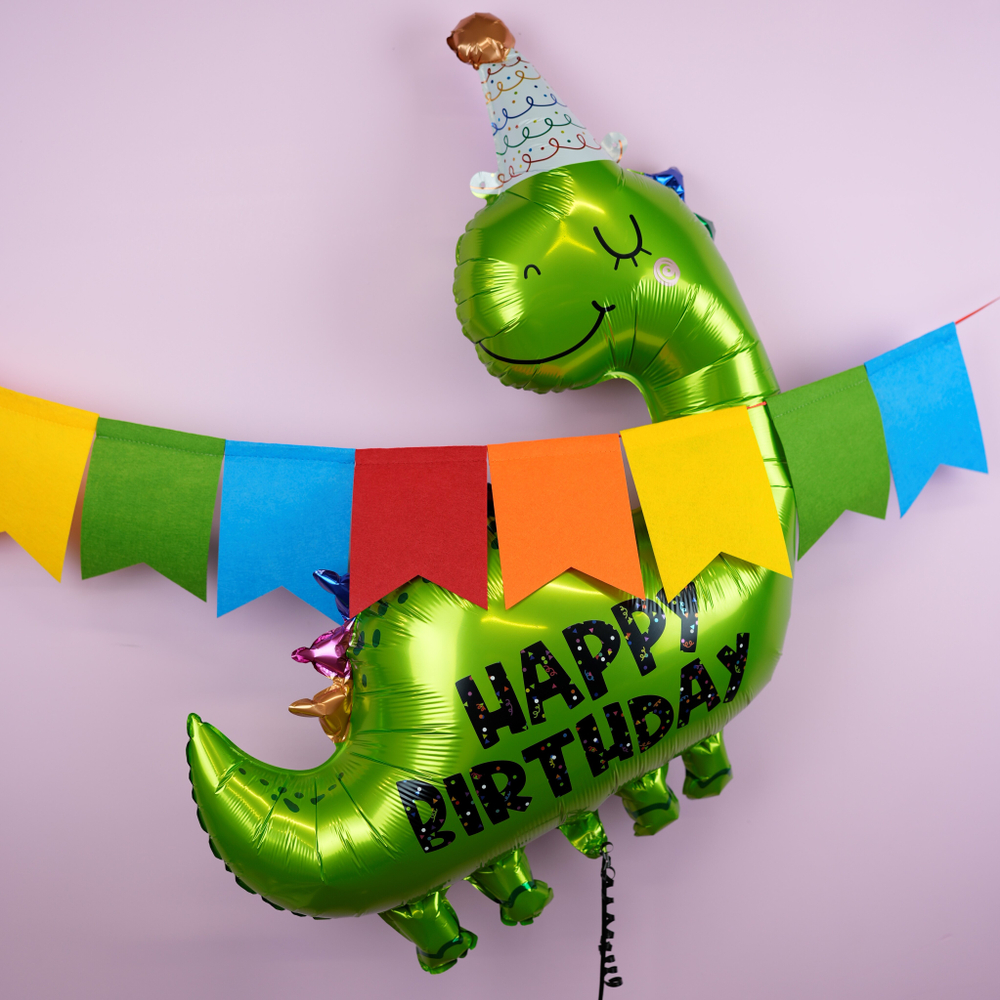 Фольгированный шар-фигура «Динозаврик в колпачке», 89 см