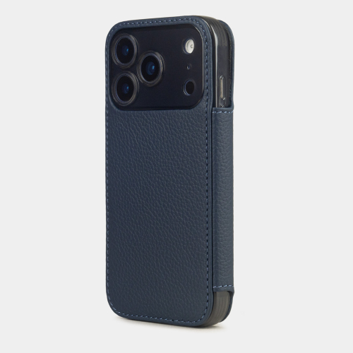 Чехол-книжка для iPhone 17 Pro Max - кожа телёнка, синий