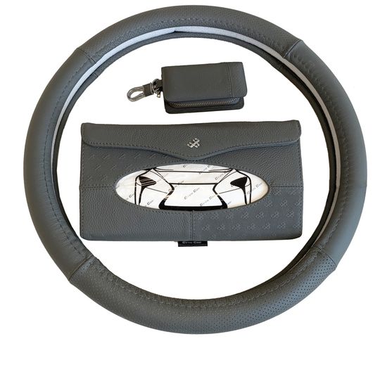 Подарочный набор автомобилисту "Бизнес" (оплетка + органайзер + ключница) из нат. кожи класса "Премиум"