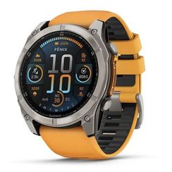 Умные часы Garmin Fenix 8, 51 мм, AMOLED, Sapphire Titanium with spark orange/graphite silicone band