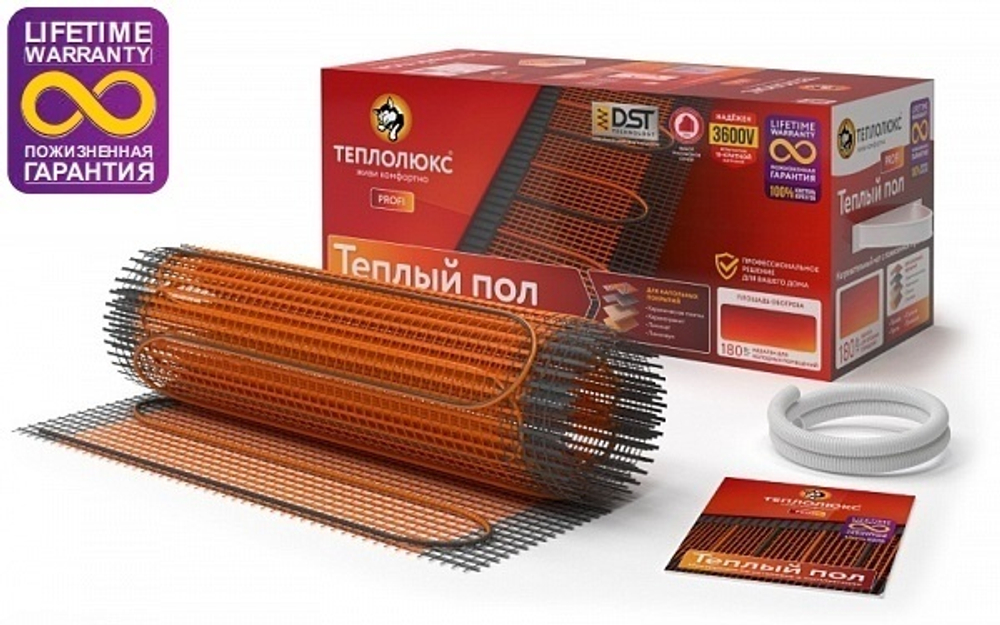Электрический теплый пол "Теплолюкс" нагревательный мат ProfiMat 180 - 15,0 /2700, 15,0м2